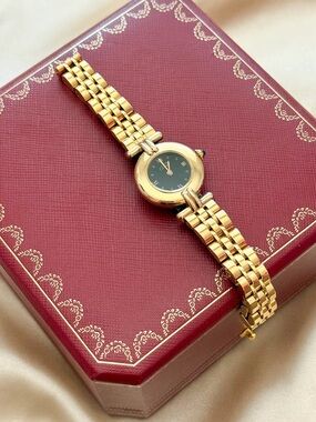 AUTHENTIC VINTAGE CARTIER GOLD WATCH - WITH BOX